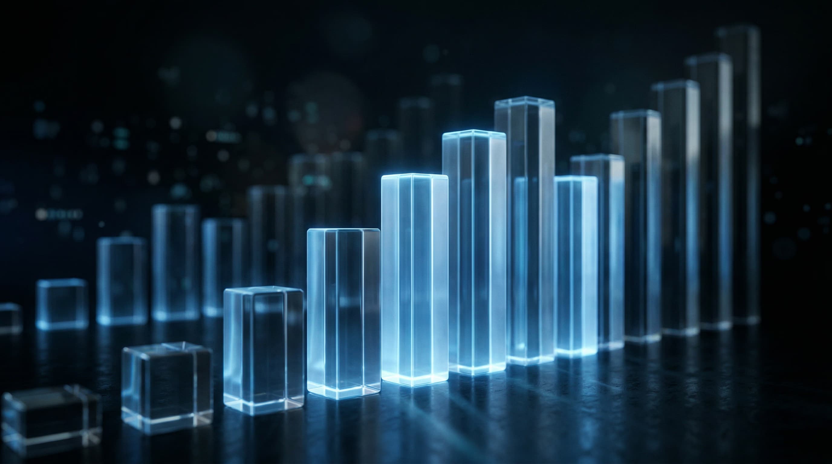 Abstract bar graph visualization representing GDV Holdings' structured financial performance and portfolio growth trajectory