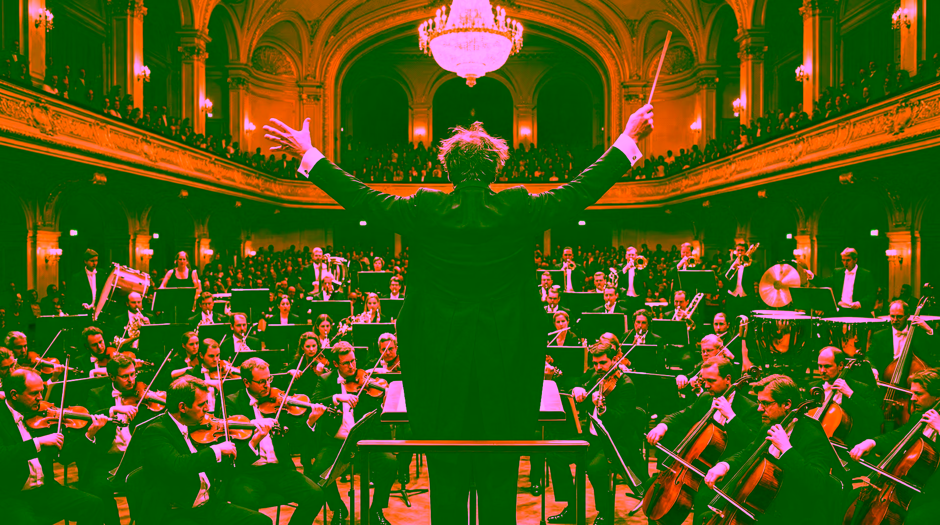 Orchestra conductor leading an ensemble — representing GDV Holdings' coordinated governance of its enterprise portfolio